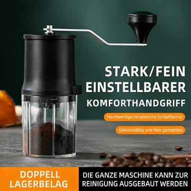 Manuelle Kaffeemühle, Tragbare Kaffeemühle mit konischem Keramik-Lockenwickler, Kapazität 30 g, Geei
