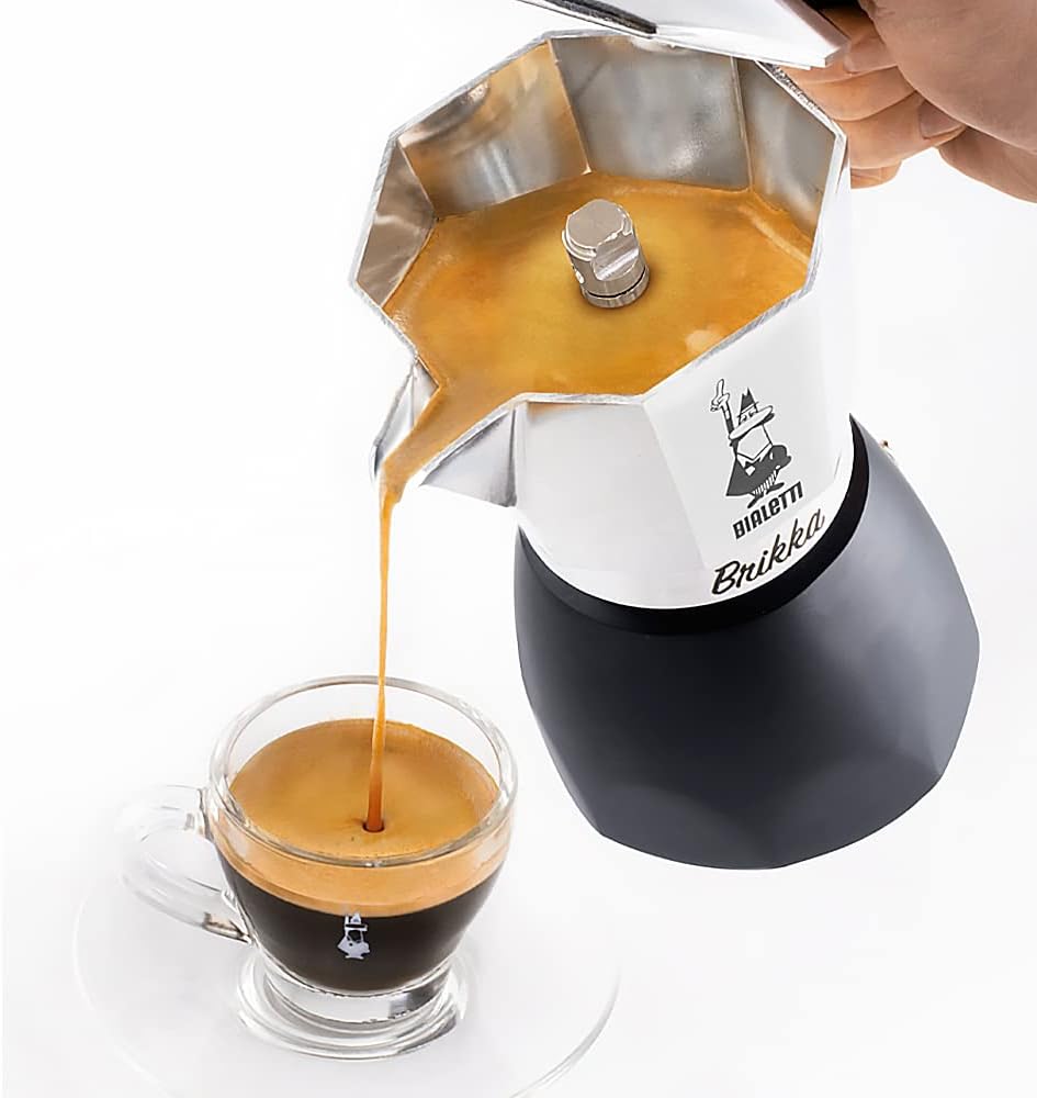 Bialetti Kaffeeautomat New Brikka, 2 Tassen (100 ml), cremiger Espresso wie in der Bar, nicht für In