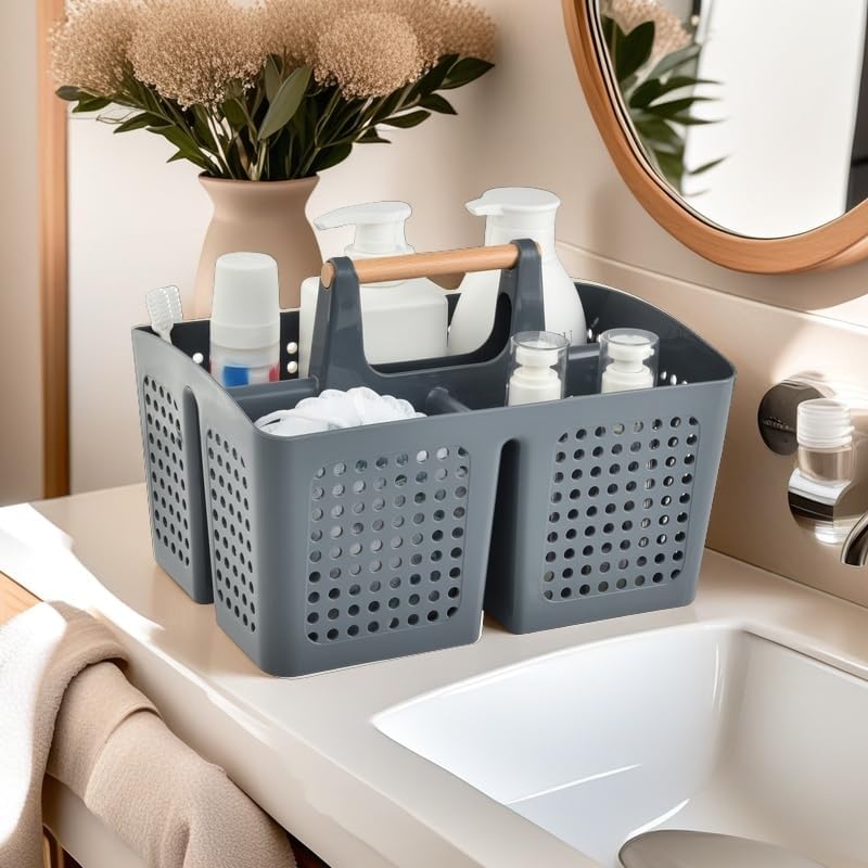 VITEVER Portable Dusche Caddy Korb mit Fächern, Kunststoff geteilt Reinigung Caddy Organizer Storage