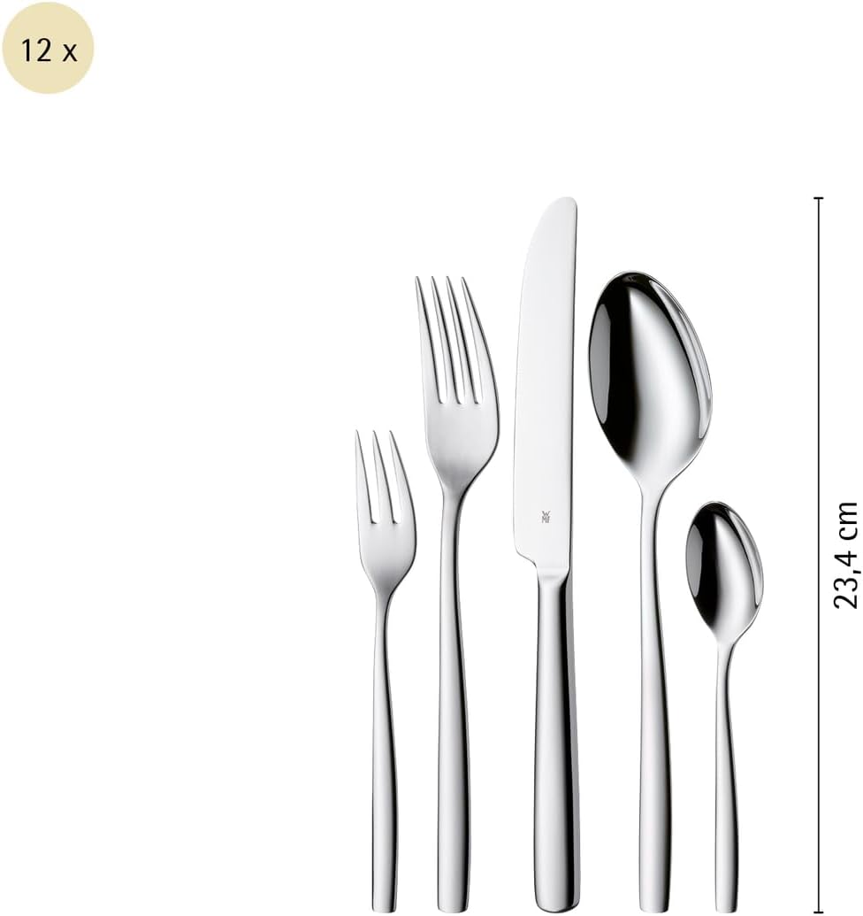WMF Palma Besteck Set 12 Personen, Essbesteck 60 teilig, Monobloc-Messer, Cromargan Edelstahl polier