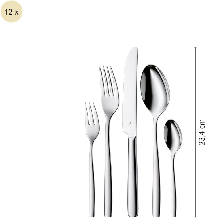 WMF Palma Besteck Set 12 Personen, Essbesteck 60 teilig, Monobloc-Messer, Cromargan Edelstahl polier