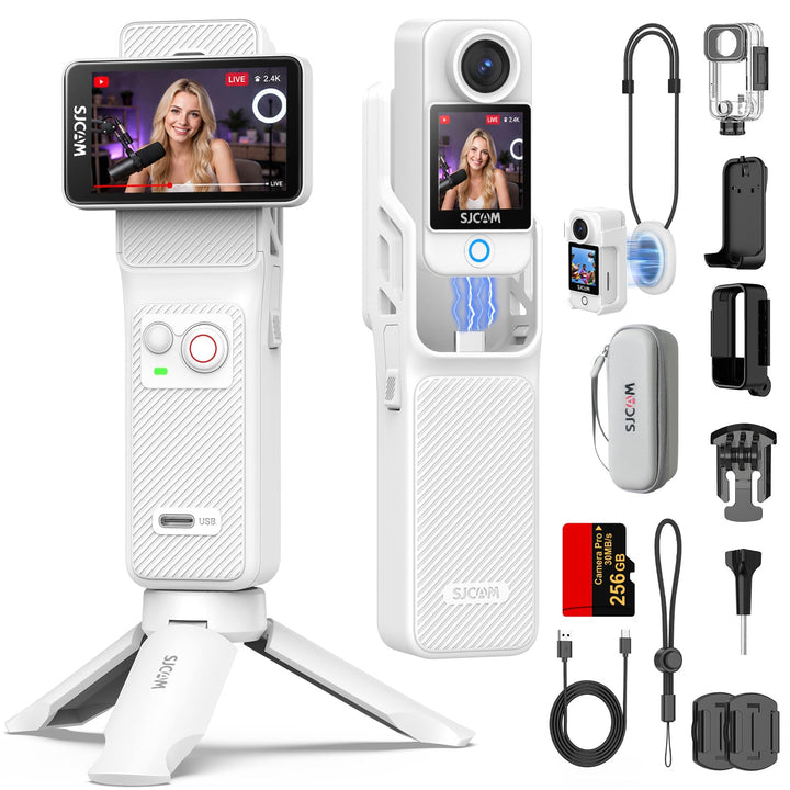 SJCAM C400 Vlogging Camera 4K Videokamera,256GB,7 Stunden Akku und 6 Achsen Bildstabilisierung,Vlog