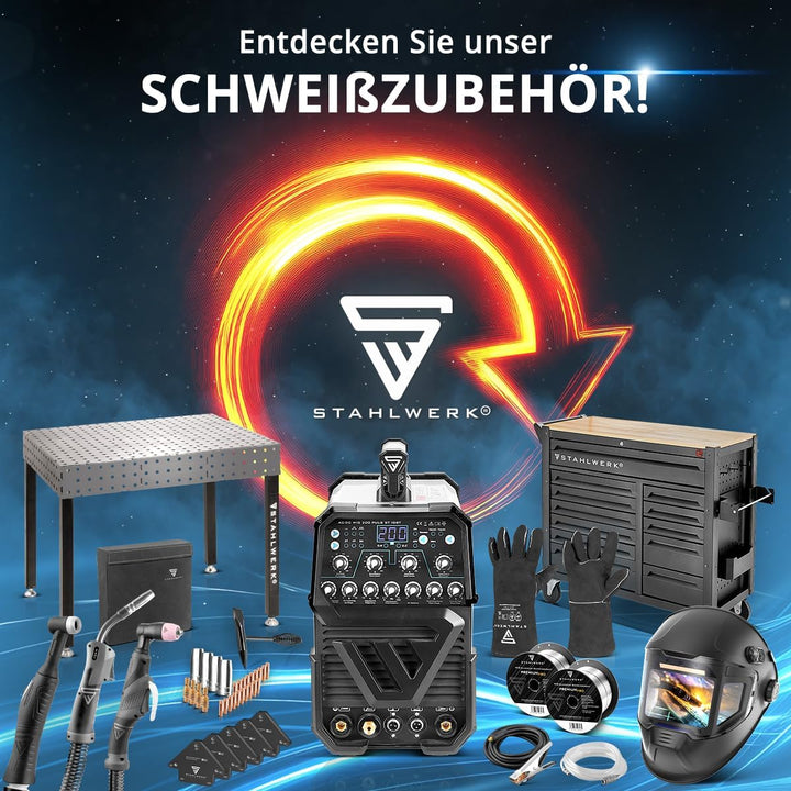 STAHLWERK MIG MAG 175 ST IGBT- Vollausstattung - MIG MAG Schutzgas Schweissgerät mit 175 Ampere, FLU