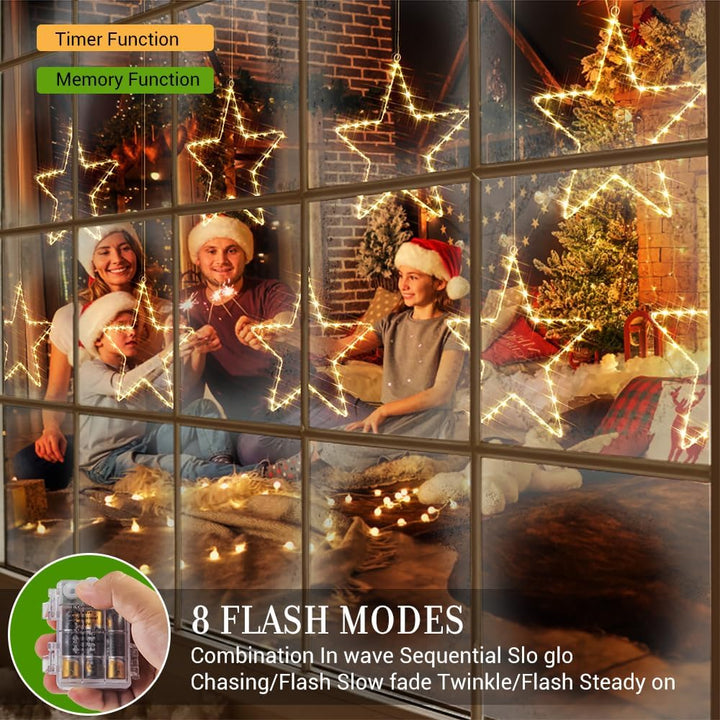 GlobaLink 3 Stück LED Weihnachtsstern Beleuchtung, Weihnachtsdeko Fenster mit 135 LEDs 8 Modi Batter