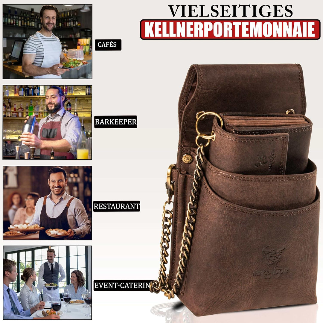 MATADOR Kellner Geldbörse Leder 'VICIO mit Kellnertasche Set | Kellnerportemonnaie Leder mit Kellner