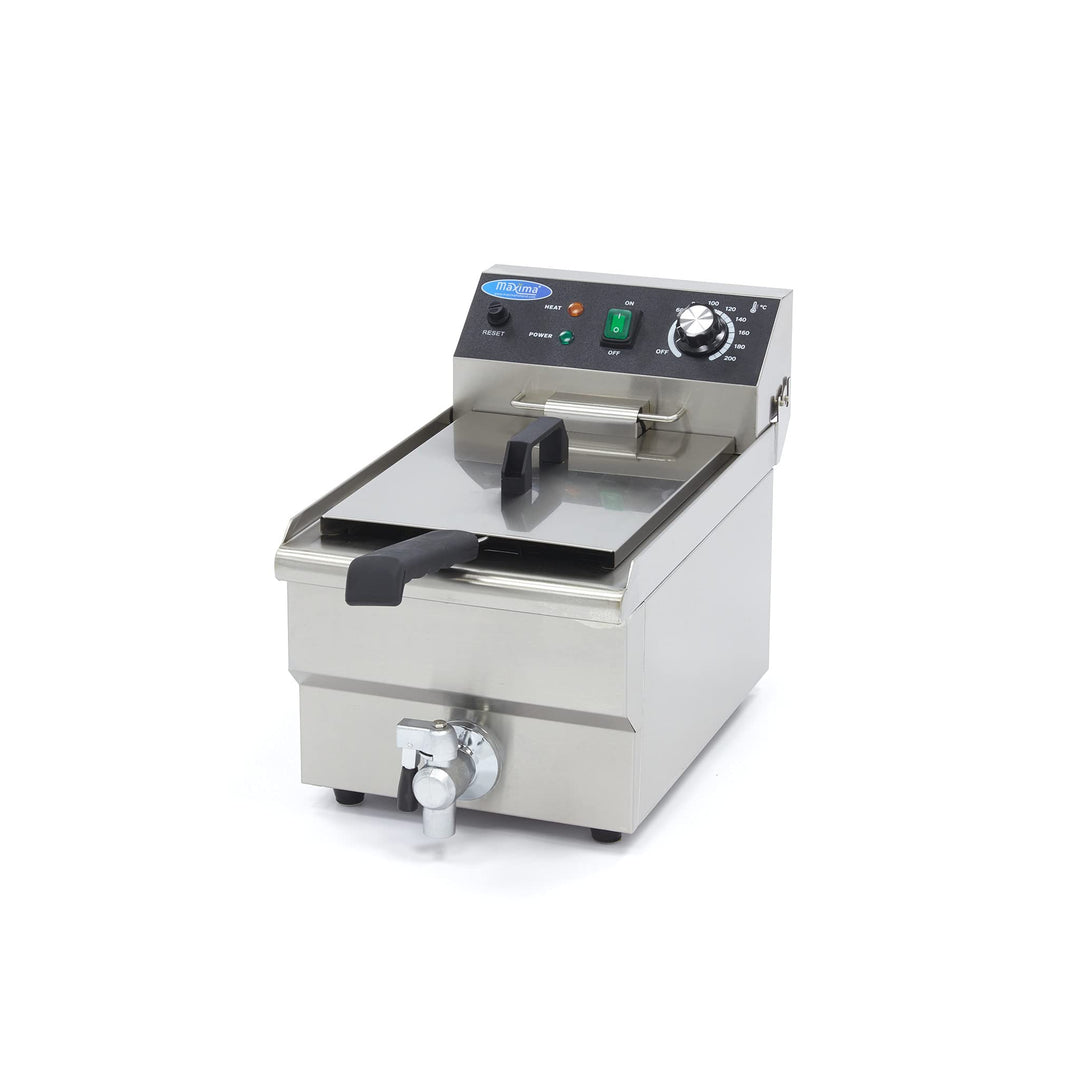 Fritteuse 10 L – 1 Korb – mit Wasserhahn. Fritteuse – 900 Gramm Pommes frites – Profi – Edelstahl –