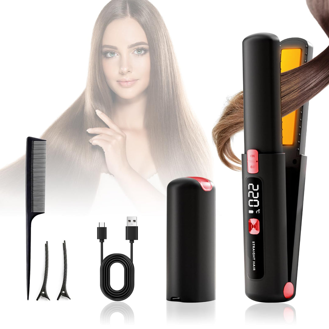 Mini Glätteisen 2 IN 1 Locken & Glätten für Alle Haartypen, Mini Haarglätter für Kurzes Haar, 6 Temp