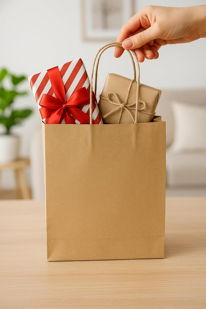 Pakomat Papiertüten Braun 18x22cm, 250 Stück – Kraftpapiertüten mit Henkel, Geschenktüten für Kinder