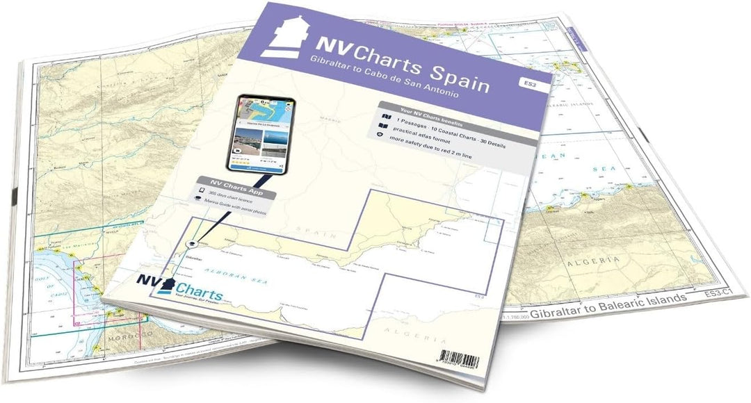 NV Charts NV.Atlas Spain ES 3: Cabo San Antonio to Gibraltar | Seekarte Mittelmeer Papier &amp; digital