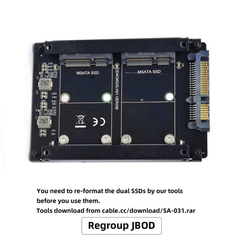 chenyang CY MSATA auf SATA Adapter,Dual MSATA Mini-SATA SSD Karte JOBD Raid0 Span Bridge auf 2,5inch