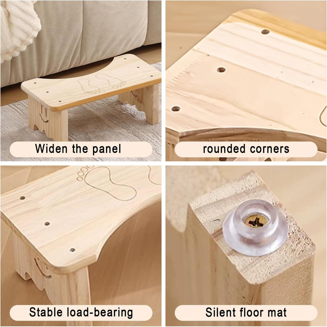 Toilettenhocker aus Holz für Erwachsene, Rutschfester Fussbank, Ergonomischer WC Hocker für Badezimm