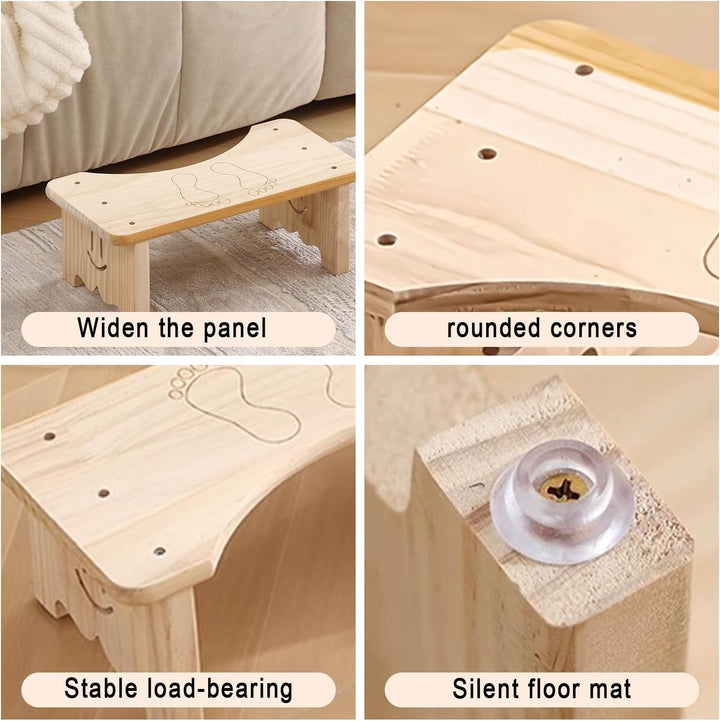 Toilettenhocker aus Holz für Erwachsene, Rutschfester Fussbank, Ergonomischer WC Hocker für Badezimm