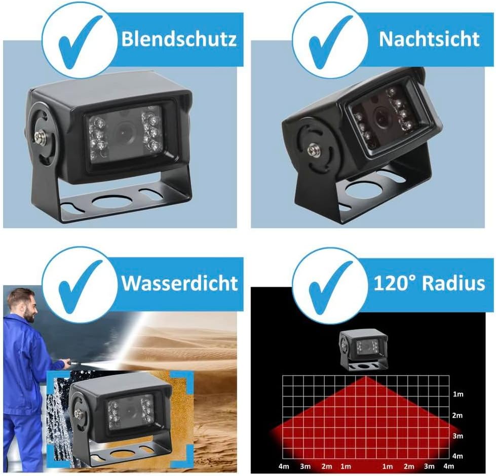 VSG24 Rückfahrkamera 7" Transporter-Set Transit inkl. Kamera, Monitor, Kabel - Wasserdicht Nachtsich