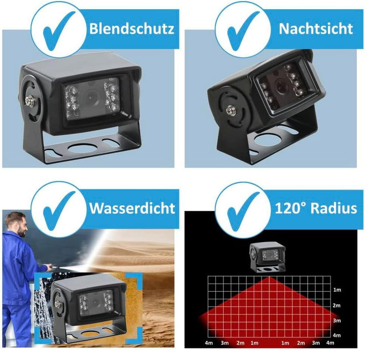 VSG24 Rückfahrkamera 7" Transporter-Set Transit inkl. Kamera, Monitor, Kabel - Wasserdicht Nachtsich