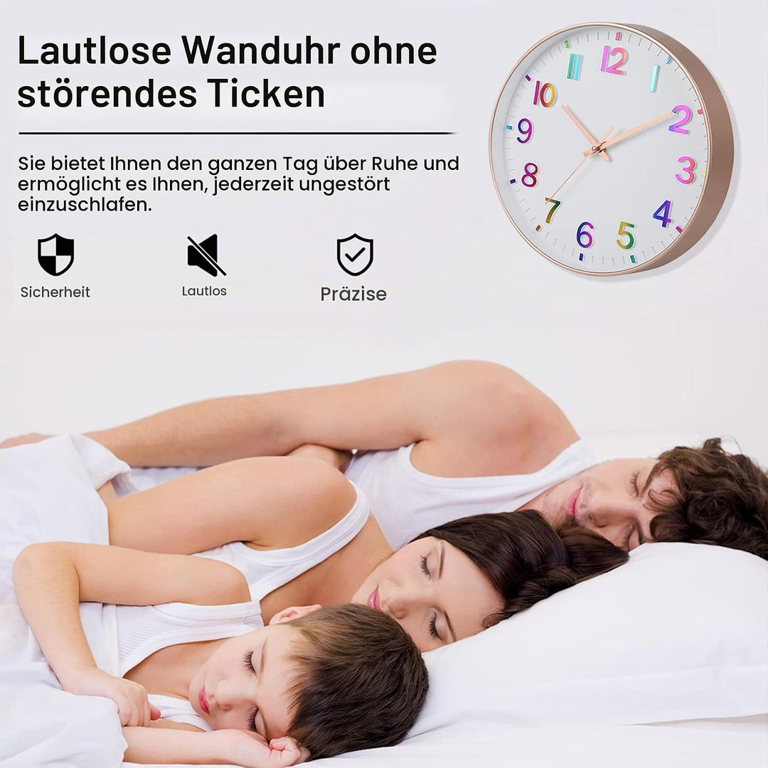 HZDHCLH Funkuhr 30 cm Grosses Ziffernblatt Wanduhr Geräuschlos,Geeignet für Schule, Zuhause, Wanddek