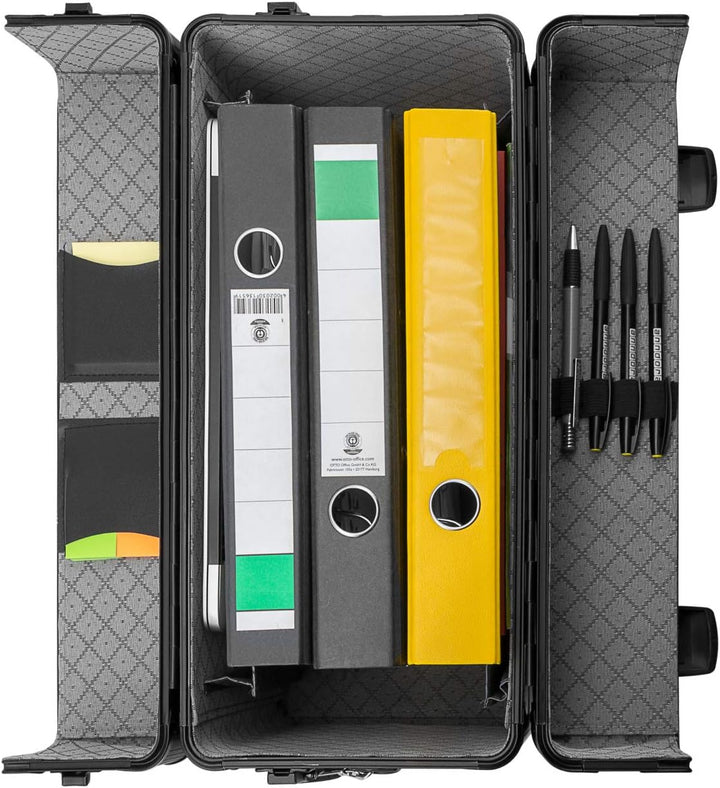 anndora Pilotenkoffer Businesskoffer TSA Schlösser Aluminium Oberfläche Schwarz, Schwarz