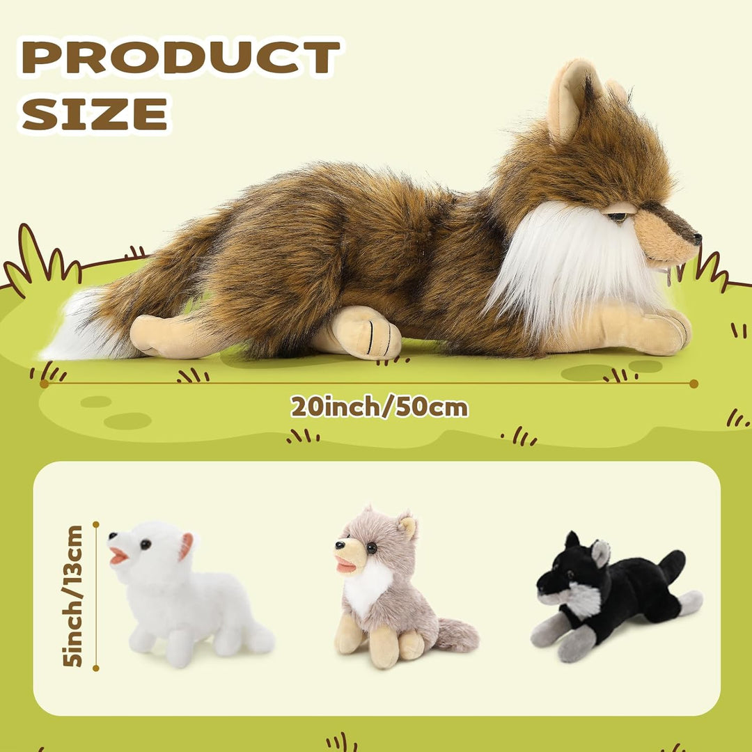 MorisMos gross Wolf Kuscheltier XXL mit Baby im Bauch, 50cm weich riesen Wolf Stofftier Plüschtier S