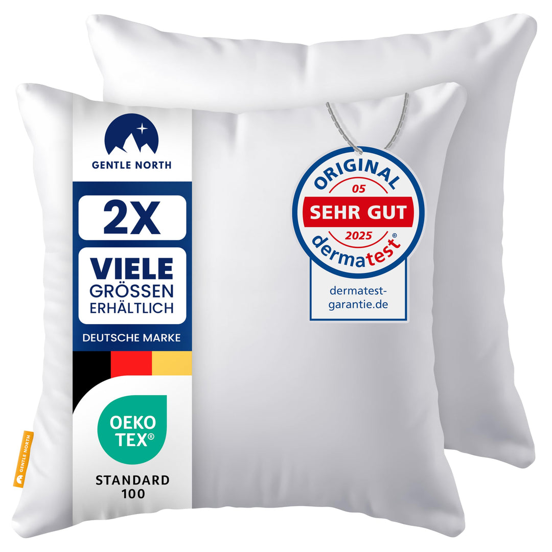 Gentle North Kopfkissen (80x80 cm gross) - 2er Set Kissen für Bett und als Dekokissen - Mit Reissver