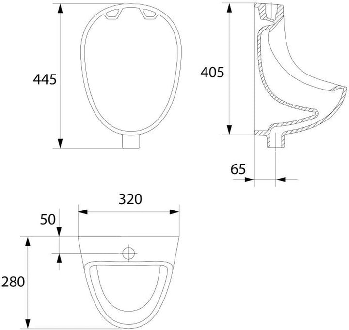VBChome Set Urinal Zulauf Oben Weiss Modern Hochwertig Keramik Pinkelbecken senkrecht Pissoir + Spül