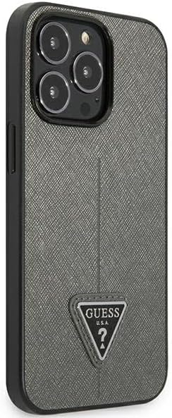 GUESS GUHCP13LPSATLG Hülle für iPhone 13 Pro / 13 6,1" Silber hardcase SaffianoTriangle Logo