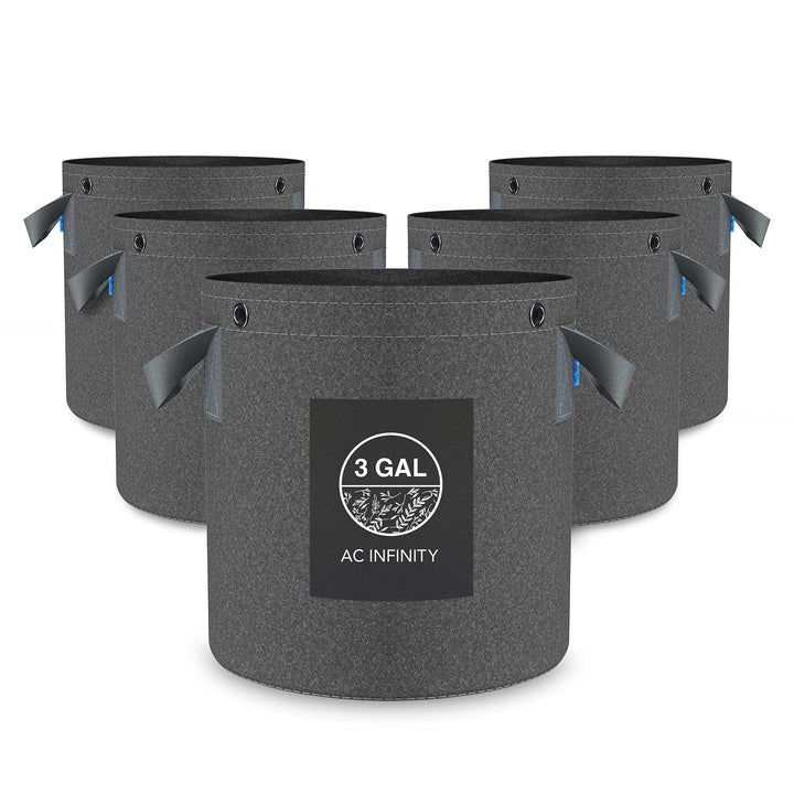 AC Infinity Robuste Stofftöpfe, 3 Gallonen Belüftung, Wachstumsbeutel, 5er-Pack mit 500 g dickem Vli