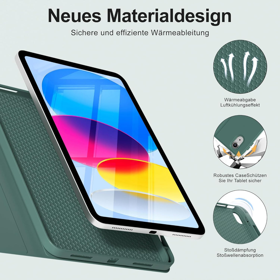 Hülle mit Tastatur für iPad A16 11 Generation2025/10 Generation 2022, (11/10.9 Zoll), 7-farbige Magn