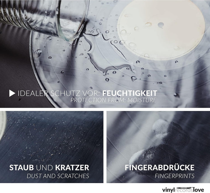 Schallplatten Innenhüllen 12" | 50 Stück Vinyl Hüllen | Plattenhüllen transparent | Optimaler Schutz