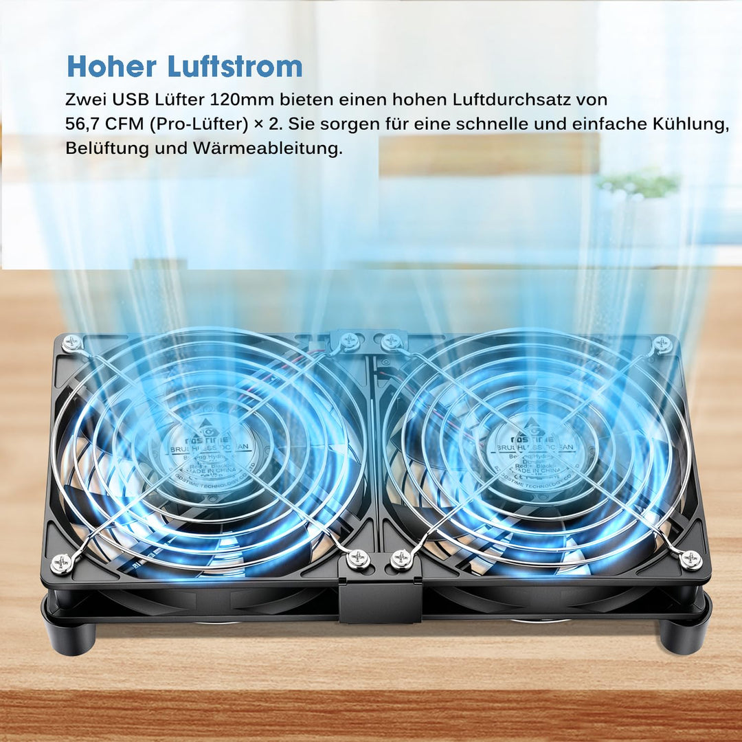 GDSTIME 120mm USB Lüfter 120 x 25mm Gehäuselüfter USB 120mm PC Lüfter 1500 U/min Bürstenloser Lüfter