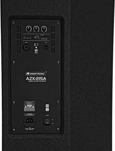 Omnitronic AZX-215A 2-Wege Top aktiv 350W | Aktive 2-Wege-Lautsprecherbox mit 15"-Woofer, 1,75"-Tita