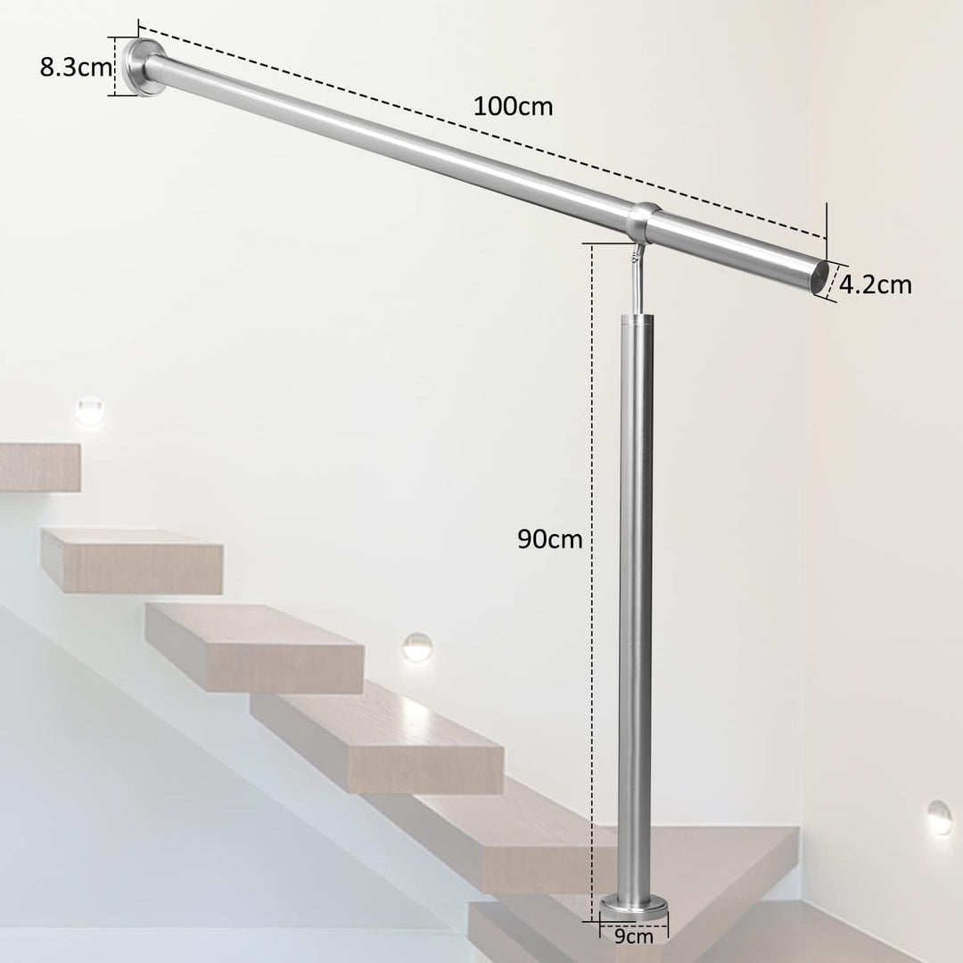 Gimisgu Eingangsgeländer Edelstahl Handlauf, 100cm Geländer Seitliche Montage Winkel Einstellbar Wan