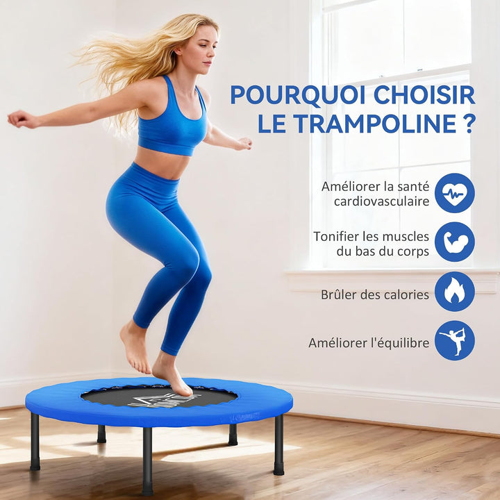 HOMCOM 32" Trampolin für Zuhause mit Sicherheitspolster, Blau &amp; Schwarz