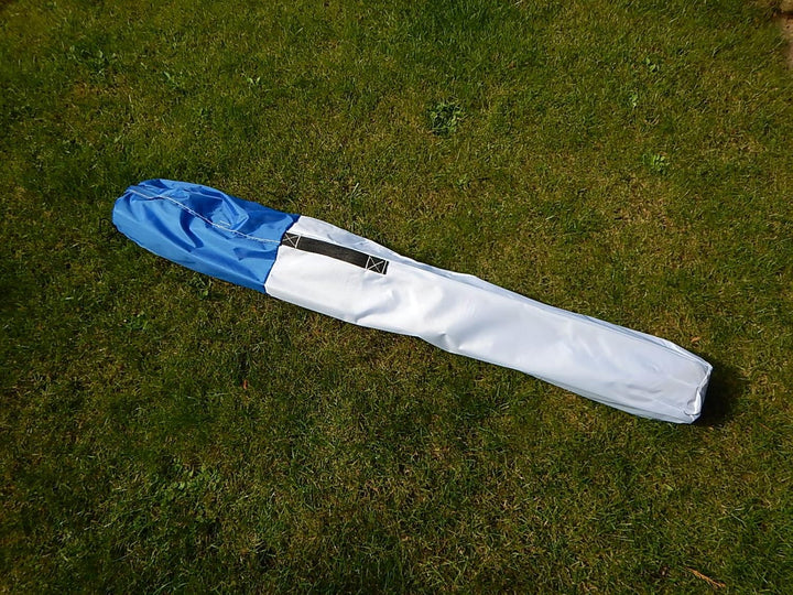 Bauzelt blau/weiss, Montagezelt, Baugrubenzelt, leicht und in 30 Sek. Auf- und abgebaut, vom Deutsch