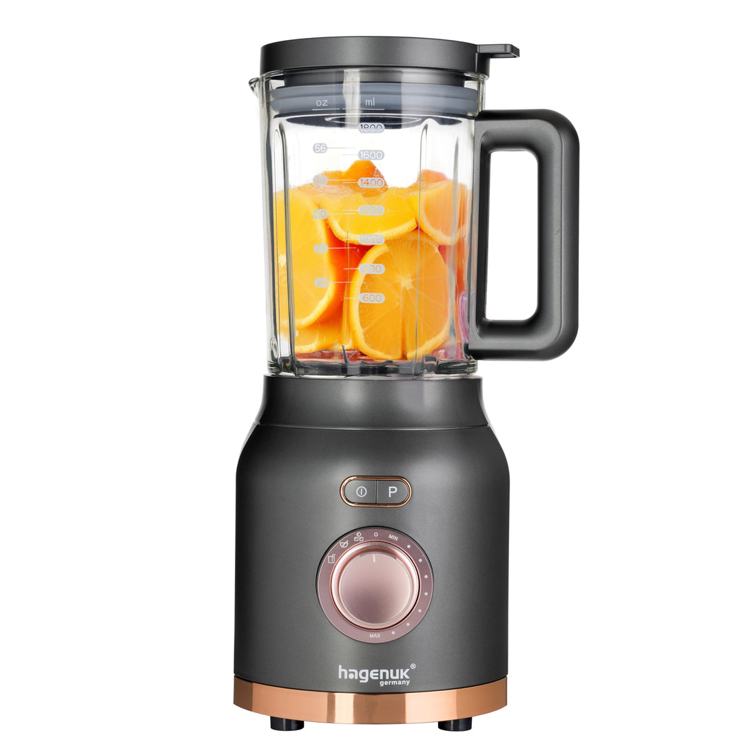 2in1 Powermixer und Smoothiemaker | 1200 Watt | Glasbehälter 1,8 Liter | To-Go-Becher aus Tritan Kun