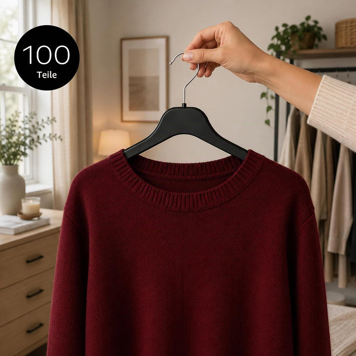 Hangerworld 100 Platzsparende Schwarze Kleiderbügel 43cm Robuster Kunststoff, 100