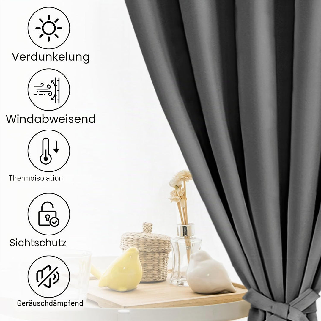 XWZO Blickdichte Vorhänge Verdunklungsvorhänge mit Ösen 2 Stücke Gardienen mit Raffhalter Lichtundur