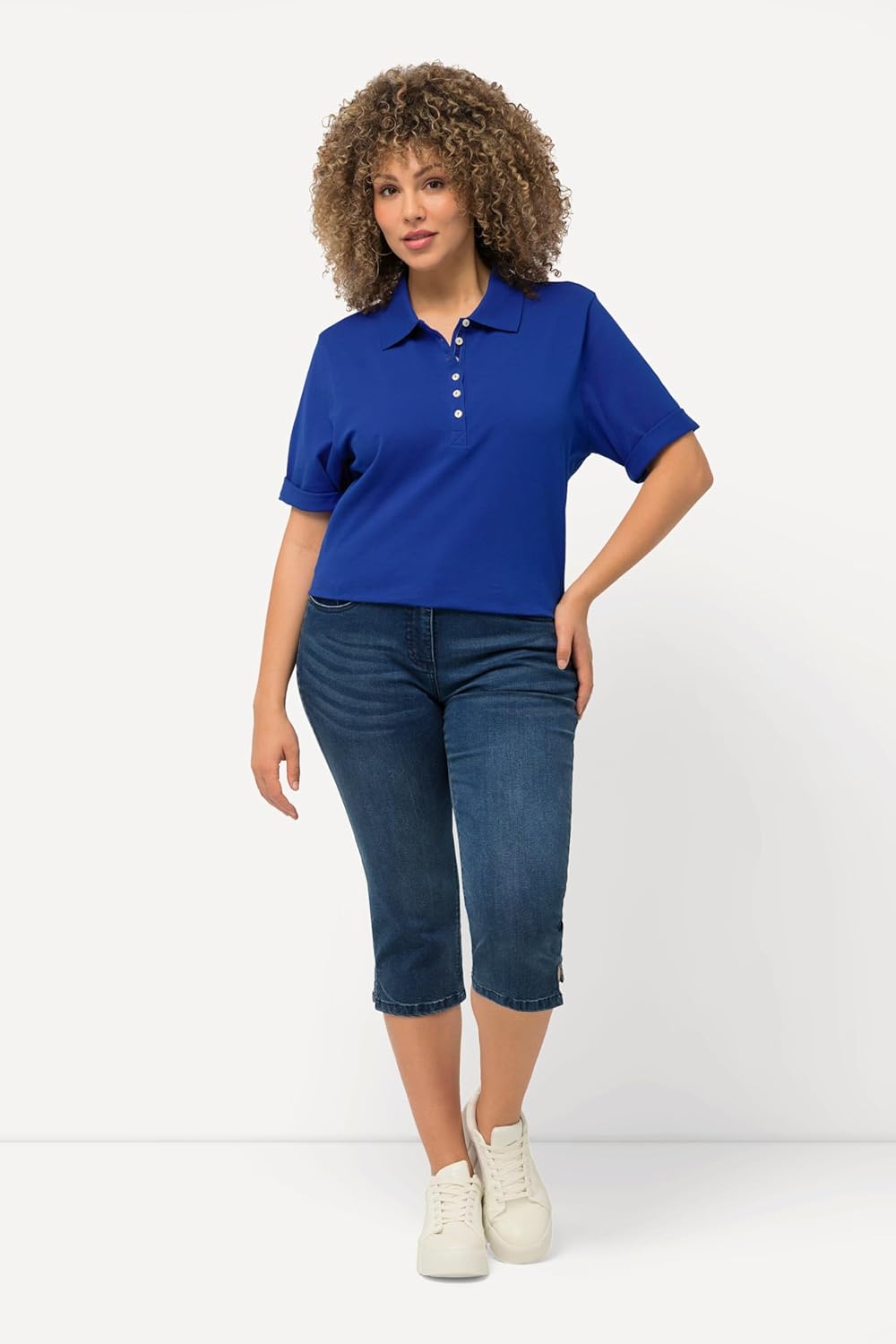 Ulla Popken Damen Freizeithose 32W / 32L Blue Denim, 32W / 32L Blue Denim