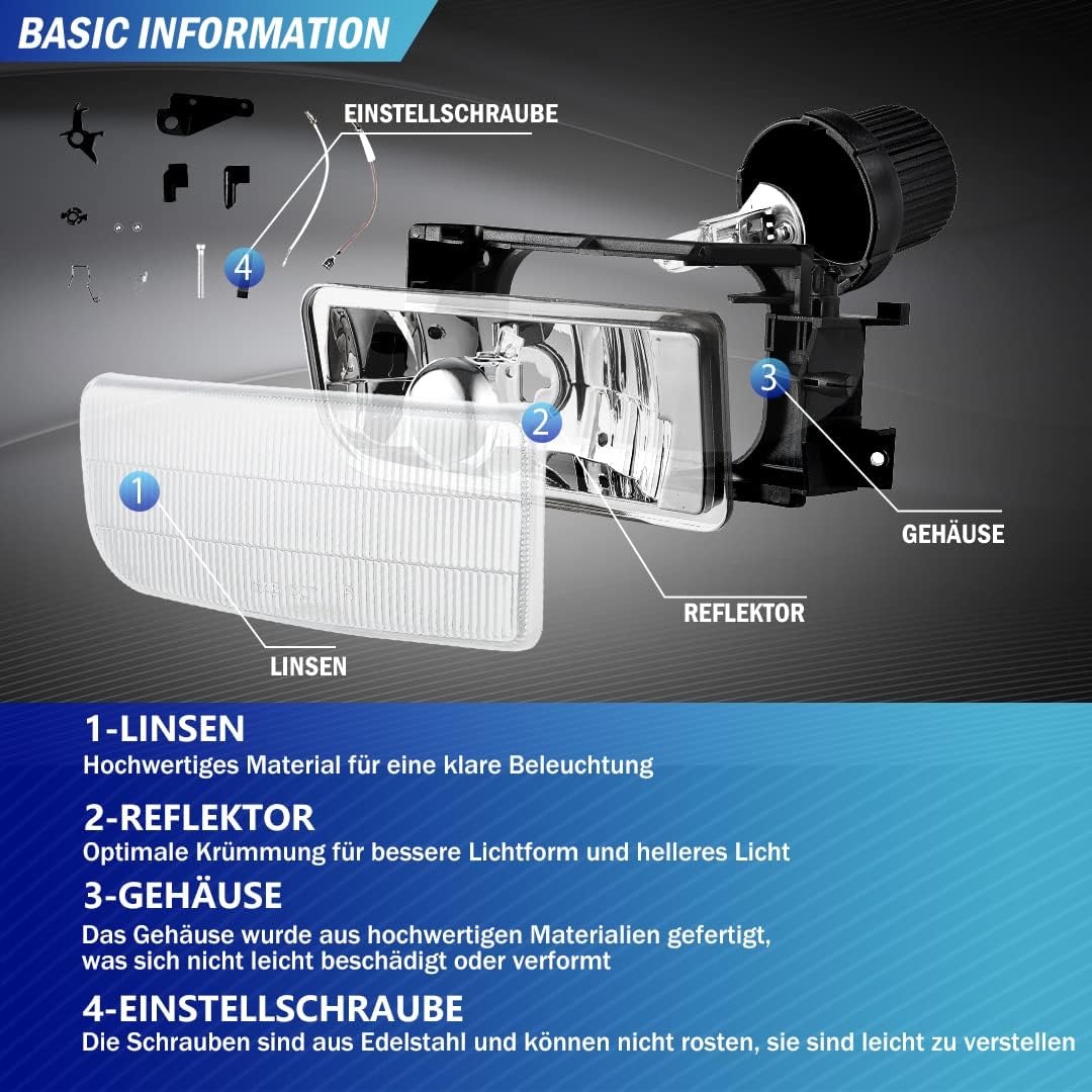 Nebelscheinwerfer für BMW 3er(HB/SDN/WGN) (E36) 09/1990-08/2000 BMW 3er(CPE/CONV)(E36) 10/1991-11/19