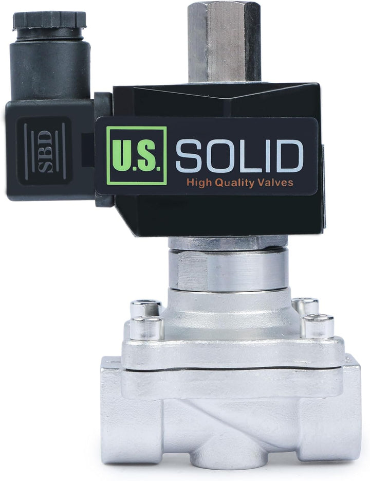 U.S. Solid 1/2" Elektrisch Magnetventil 12V DC Edelstahl stromlos offen VITON Wasser Luft Öl G Gewin