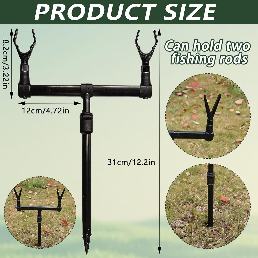 Rutenständer, 2PCS Angeln Halterung für 4 Ruten mit Teleskopfüssen Höhe 31-54 cm Aluminiumlegierung