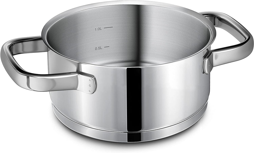 Linnuo kleiner Topf Induktion 16cm mit Glasdeckel, Kochtopf klein 1,5l aus 18/10 Edelstahl, Griff ni