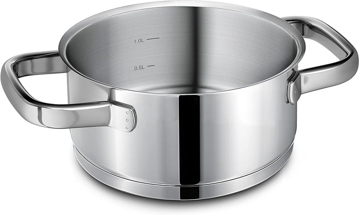 Linnuo kleiner Topf Induktion 16cm mit Glasdeckel, Kochtopf klein 1,5l aus 18/10 Edelstahl, Griff ni