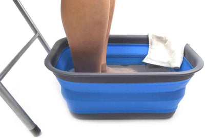 SAMMART Set of 2 Collapsible Tub (Grau/Blau, 2) Grau/Blau 2, Grau/Blau 2