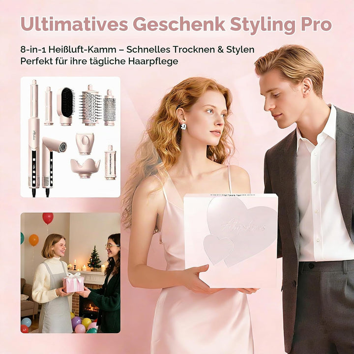 Atopskins Hairstyler 8 in 1 Set mit LCD-Bildschirm,1400w Haarstyler Set, 110000 U/Min Ionen Haartroc