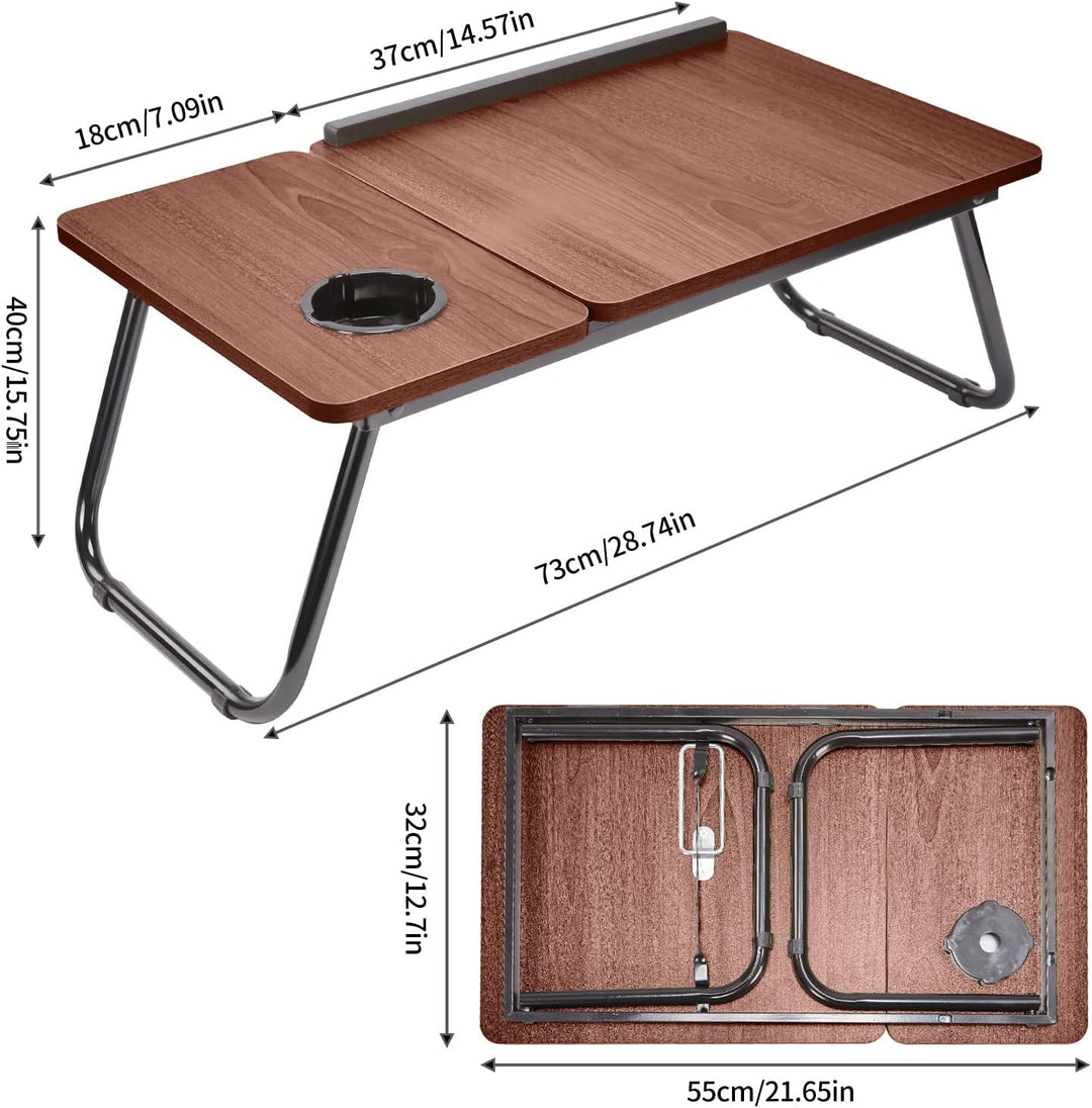 Klappbarer Laptoptisch Höhenverstellbar Lapdesk Notebooktisch mit Neigung Getränkehalter Laptop Tisc