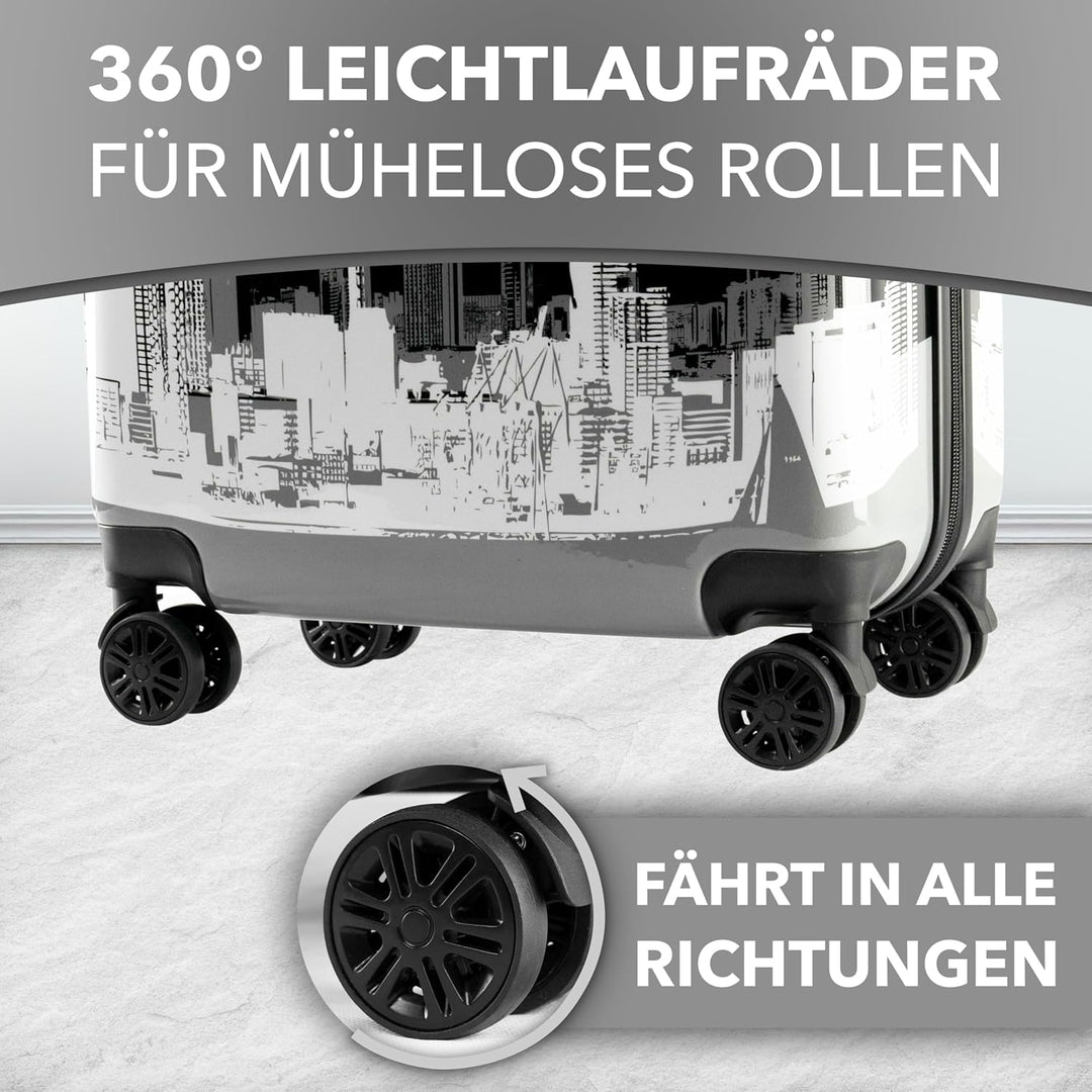Xonic Design Reisekoffer - Hartschalen-Koffer mit 360° Leichtlauf-Rollen - hochwertiger Trolley mit