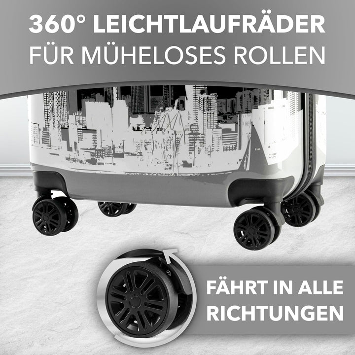 Xonic Design Reisekoffer - Hartschalen-Koffer mit 360° Leichtlauf-Rollen - hochwertiger Trolley mit