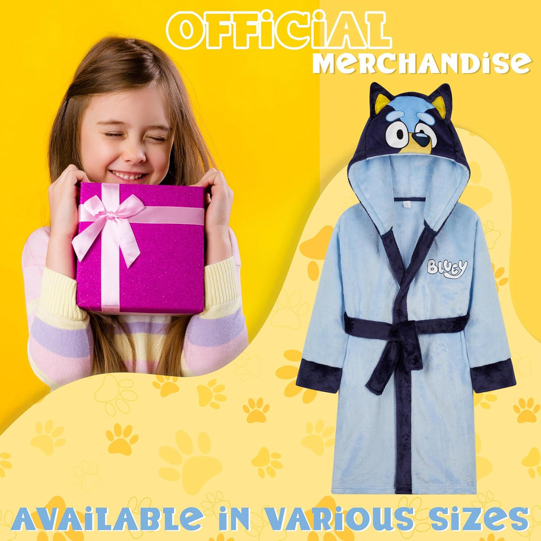 BlueY Mädchen Fleece Bademantel mit Kapuze und Bindegürtel, gemütlicher Morgenmantel - Geschenke für