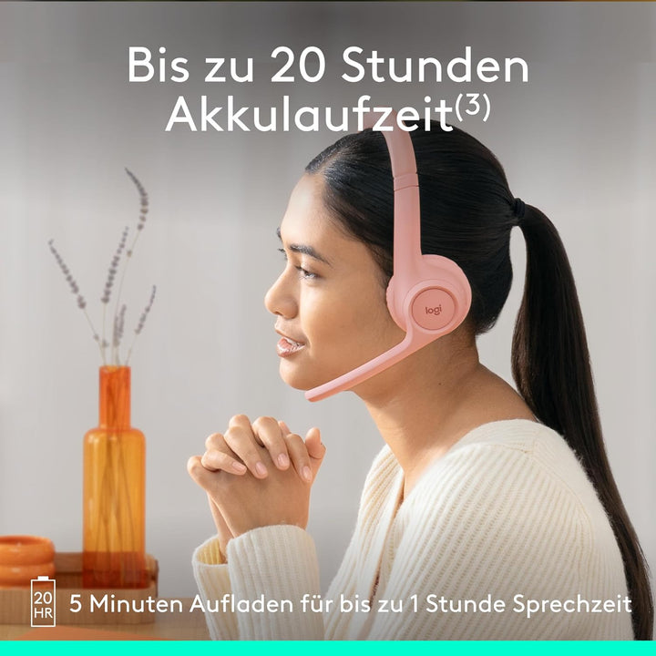 Logitech Zone 300 Wireless Bluetooth Headset mit Mikrofon inkl. Geräuschunterdrückung, kompatibel mi