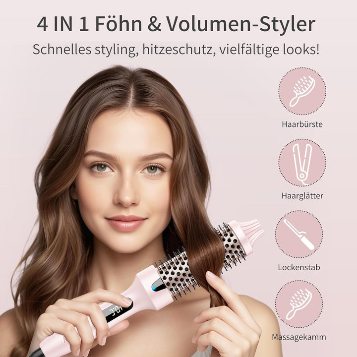 AISEELY Thermobürste 3-in-1, Thermal Brush 38mm Ionische Rundbürste Lockenbürste Styler,erhitzt für