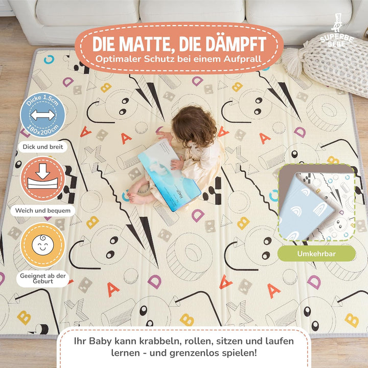 Krabbelmatte Baby Faltbar Spielmatte Kinder Spieldecke 180x200x1.5cm Krabbeldecke Für Baby - Babymat